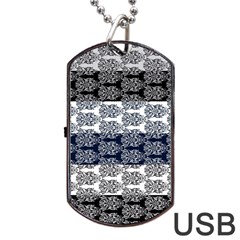 Digital Print Scrapbook Flower Leaf Colorgray Black Purple Blue Dog Tag Usb Flash (one Side) by Mariart