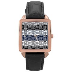 Digital Print Scrapbook Flower Leaf Colorgray Black Purple Blue Rose Gold Leather Watch  by Mariart