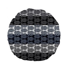 Digital Print Scrapbook Flower Leaf Colorgray Black Purple Blue Standard 15  Premium Flano Round Cushions by Mariart