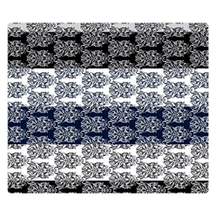 Digital Print Scrapbook Flower Leaf Colorgray Black Purple Blue Double Sided Flano Blanket (small) 