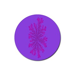 Dendron Diffusion Aggregation Flower Floral Leaf Red Purple Rubber Coaster (round)  by Mariart