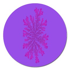 Dendron Diffusion Aggregation Flower Floral Leaf Red Purple Magnet 5  (round) by Mariart