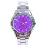 Dendron Diffusion Aggregation Flower Floral Leaf Red Purple Stainless Steel Analogue Watch Front