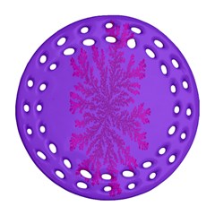 Dendron Diffusion Aggregation Flower Floral Leaf Red Purple Round Filigree Ornament (two Sides) by Mariart