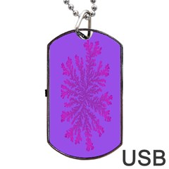 Dendron Diffusion Aggregation Flower Floral Leaf Red Purple Dog Tag Usb Flash (two Sides) by Mariart