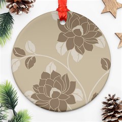 Flower Floral Grey Rose Leaf Ornament (round) by Mariart