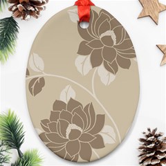 Flower Floral Grey Rose Leaf Ornament (oval) by Mariart