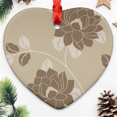 Flower Floral Grey Rose Leaf Ornament (heart) by Mariart