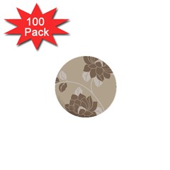 Flower Floral Grey Rose Leaf 1  Mini Buttons (100 Pack)  by Mariart