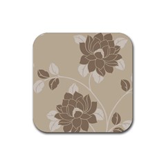 Flower Floral Grey Rose Leaf Rubber Coaster (square)  by Mariart