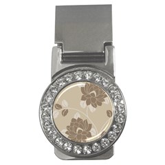 Flower Floral Grey Rose Leaf Money Clips (cz) 