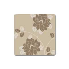 Flower Floral Grey Rose Leaf Square Magnet by Mariart