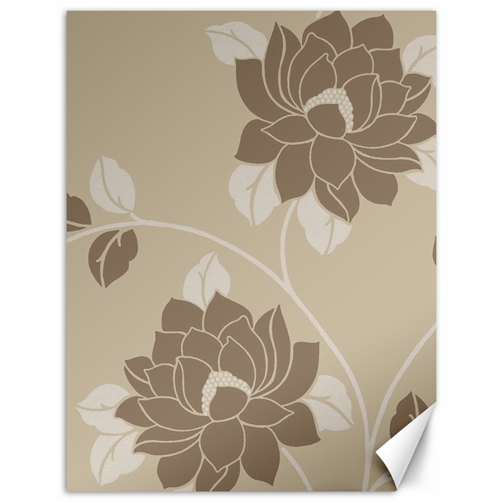 Flower Floral Grey Rose Leaf Canvas 12  x 16  