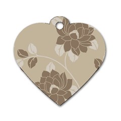 Flower Floral Grey Rose Leaf Dog Tag Heart (one Side) by Mariart