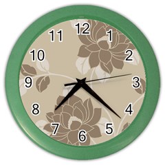 Flower Floral Grey Rose Leaf Color Wall Clocks by Mariart