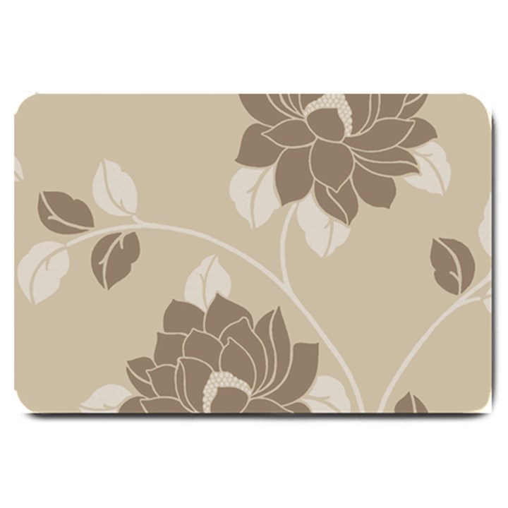 Flower Floral Grey Rose Leaf Large Doormat 