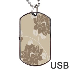 Flower Floral Grey Rose Leaf Dog Tag Usb Flash (one Side) by Mariart