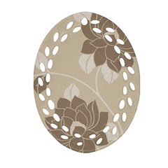 Flower Floral Grey Rose Leaf Oval Filigree Ornament (two Sides) by Mariart