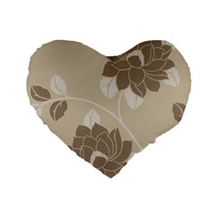 Flower Floral Grey Rose Leaf Standard 16  Premium Heart Shape Cushions by Mariart