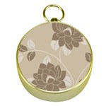 Flower Floral Grey Rose Leaf Gold Compasses Front