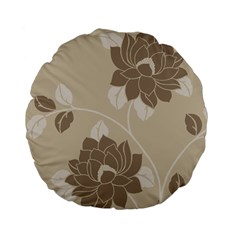 Flower Floral Grey Rose Leaf Standard 15  Premium Flano Round Cushions by Mariart