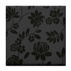 Flower Floral Rose Black Tile Coasters by Mariart