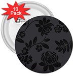 Flower Floral Rose Black 3  Buttons (10 pack)  Front