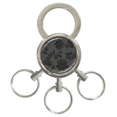 Flower Floral Rose Black 3-ring Key Chains