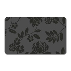 Flower Floral Rose Black Magnet (rectangular)