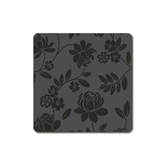 Flower Floral Rose Black Square Magnet