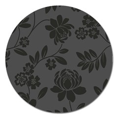 Flower Floral Rose Black Magnet 5  (round)