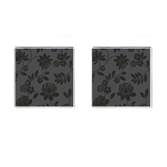 Flower Floral Rose Black Cufflinks (Square)