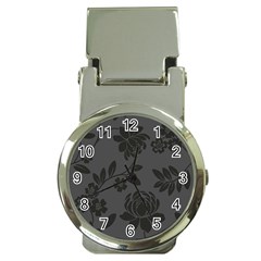 Flower Floral Rose Black Money Clip Watches