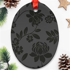 Flower Floral Rose Black Oval Ornament (two Sides) by Mariart