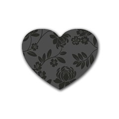 Flower Floral Rose Black Heart Coaster (4 Pack)  by Mariart