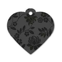 Flower Floral Rose Black Dog Tag Heart (Two Sides)