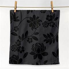 Flower Floral Rose Black Face Towel by Mariart