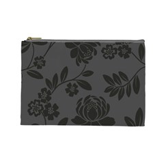 Flower Floral Rose Black Cosmetic Bag (large)  by Mariart