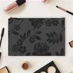 Flower Floral Rose Black Cosmetic Bag (Large)  Front