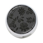 Flower Floral Rose Black 4-Port USB Hub (One Side) Front