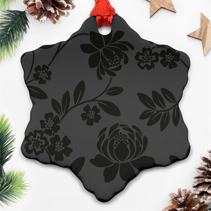 Flower Floral Rose Black Ornament (Snowflake)