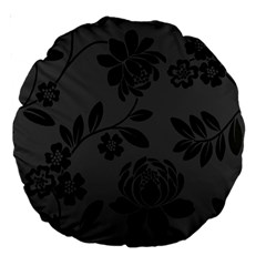 Flower Floral Rose Black Large 18  Premium Round Cushions by Mariart