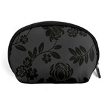 Flower Floral Rose Black Accessory Pouches (Large)  Front