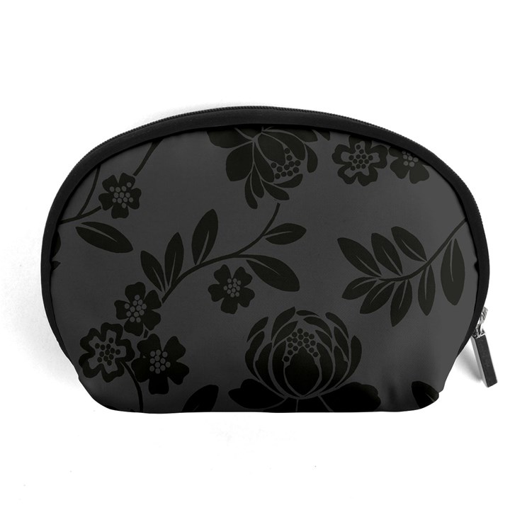 Flower Floral Rose Black Accessory Pouches (Large) 