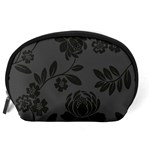 Flower Floral Rose Black Accessory Pouches (Large)  Back