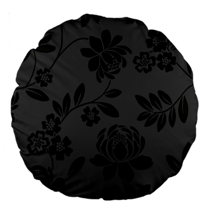 Flower Floral Rose Black Large 18  Premium Flano Round Cushions