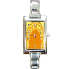 Greek Ornament Shapes Large Yellow Orange Rectangle Italian Charm Watch by Mariart