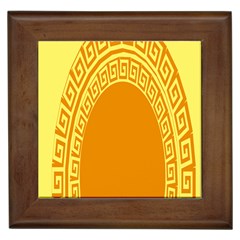 Greek Ornament Shapes Large Yellow Orange Framed Tiles by Mariart