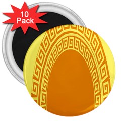 Greek Ornament Shapes Large Yellow Orange 3  Magnets (10 Pack) 