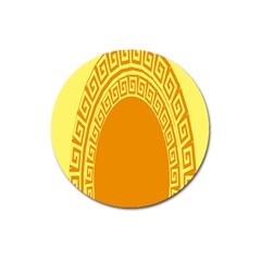 Greek Ornament Shapes Large Yellow Orange Magnet 3  (round)